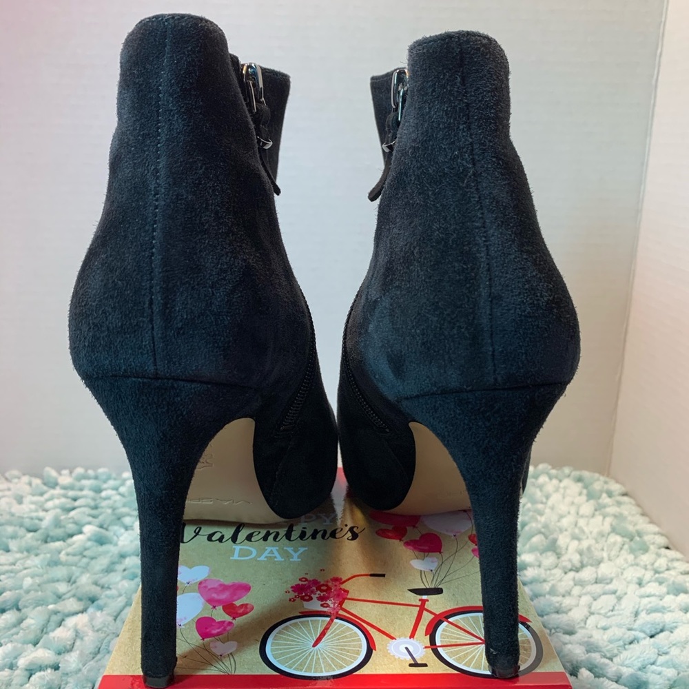 VIA SPIGA Ankle Boots Black Faux Suede Heels - Picture 7 of 8
